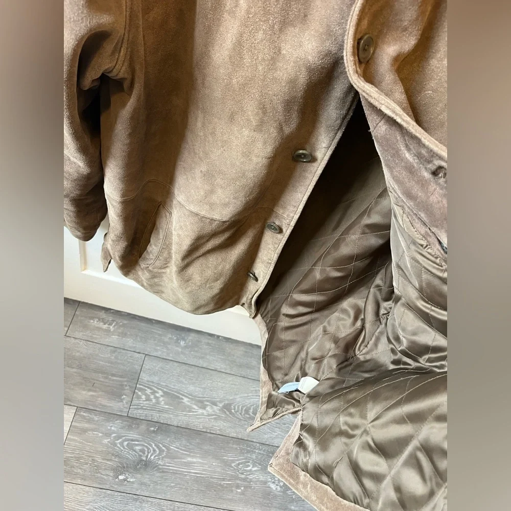 Vintage J. Crew Suede Leather Coat Brown Size XL